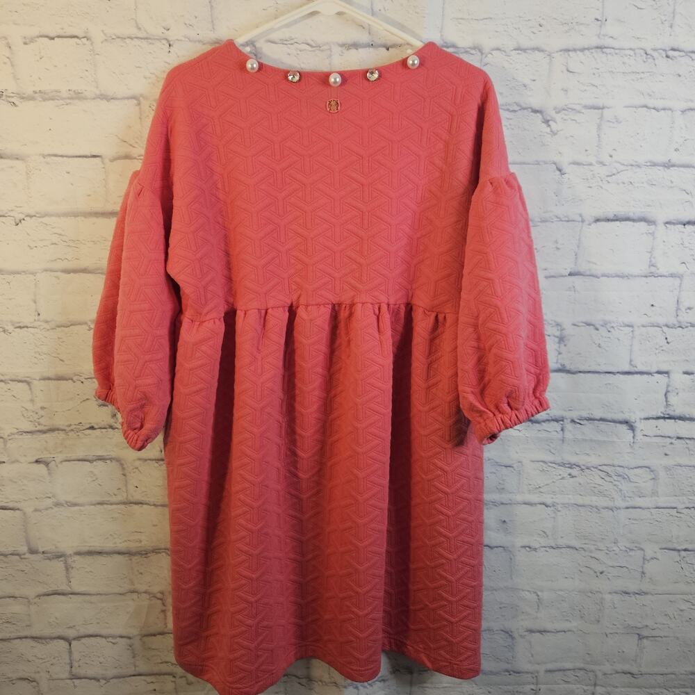 Simply Southern Quilted Dress Pearl Embellished Neck Sz. S Puffed Sleeves - Picture 4 of 7